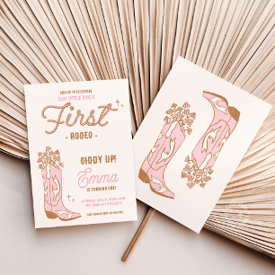 Cowgirl First Rodeo Boot mit Blume Einladung