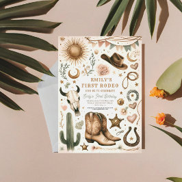 Cowgirl First Rodeo Erster Geburtstag 1. Einladung