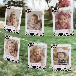 Cowgirl First Rodeo Foto monatliche Banner-Karte Einladung