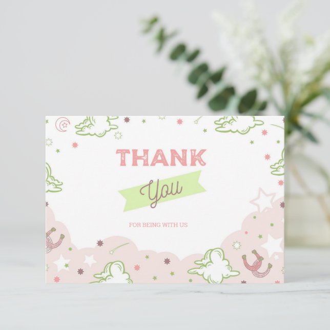 Cowgirl First Rodeo Geburtstag Dankeschön Karte (Stehend Vorderseite)