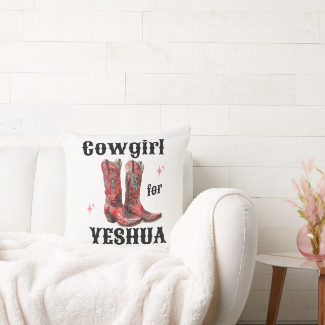 "Cowgirl for Yeshua" Throw Pillow Kissen (Liege)