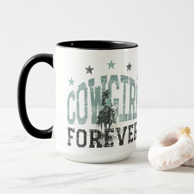 Cowgirl Forever Western Trendy Tasse (Mit Donut)