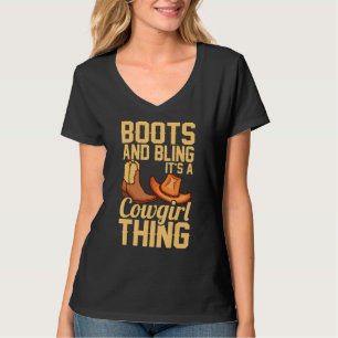 Cowgirl für Girls Frauen Cool Rodeo Stiefel Bling T-Shirt
