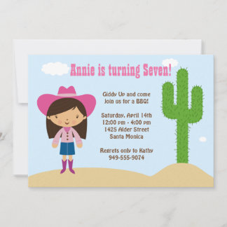 Cowgirl-Geburtstags-Party Einladung