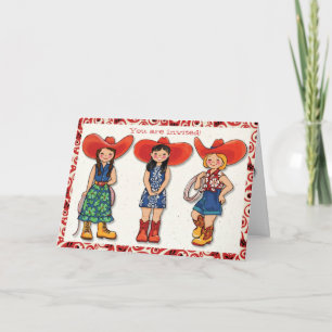 Cowgirl-Geburtstags-Party Einladungs-Karte Einladung