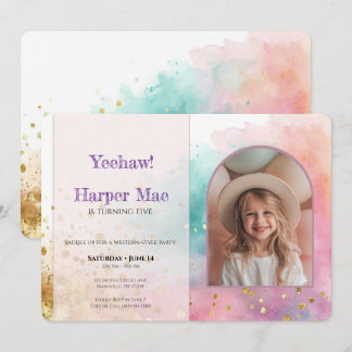 Cowgirl-Geburtstagseinladung | Rosa Western-Party Einladung