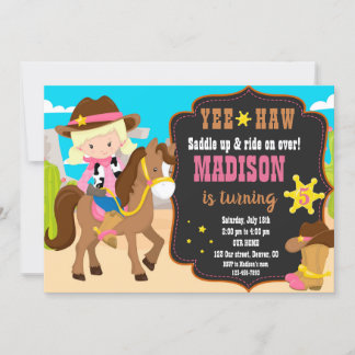 Cowgirl-Geburtstagseinladung Western Einladung