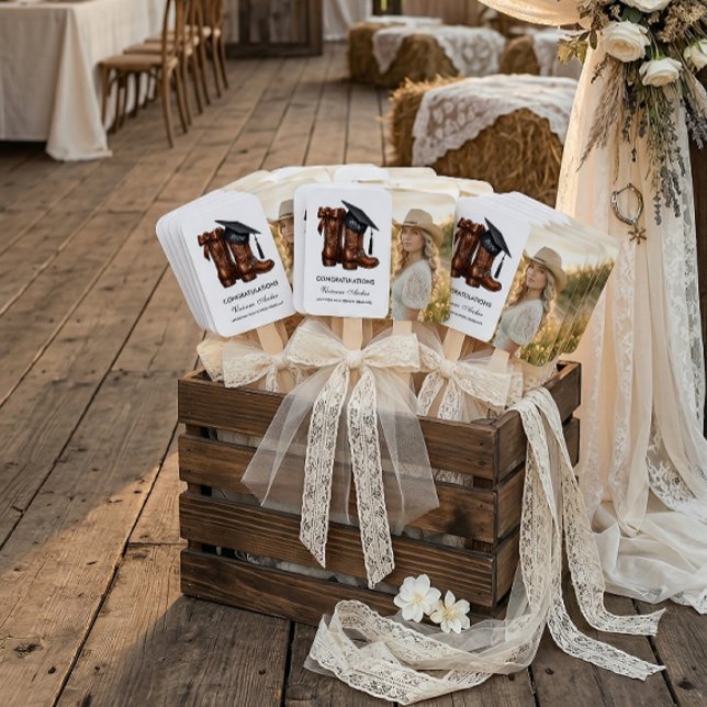 Cowgirl Glam and Boots Graduation  Fächer (Country Chic Graduation HAnd Fans)