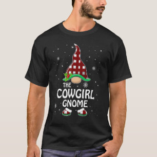Cowgirl Gnome Buffalo Kariert Matching Family Chri T-Shirt