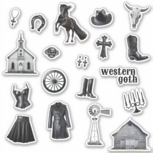 Cowgirl Goth   Western Goth Journal Stickers Aufkleber