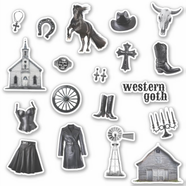 Cowgirl Goth | Western Goth Journal Stickers Aufkleber (Vorderseite)