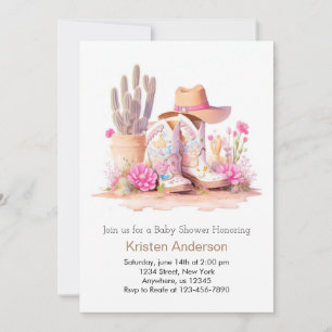 Cowgirl Hat and Boots Wild West Baby Shower Einladung