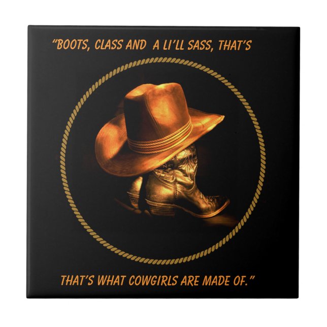 COWGIRL HAT & BOOTS       QUOTEMUG FLIESE (Vorderseite)