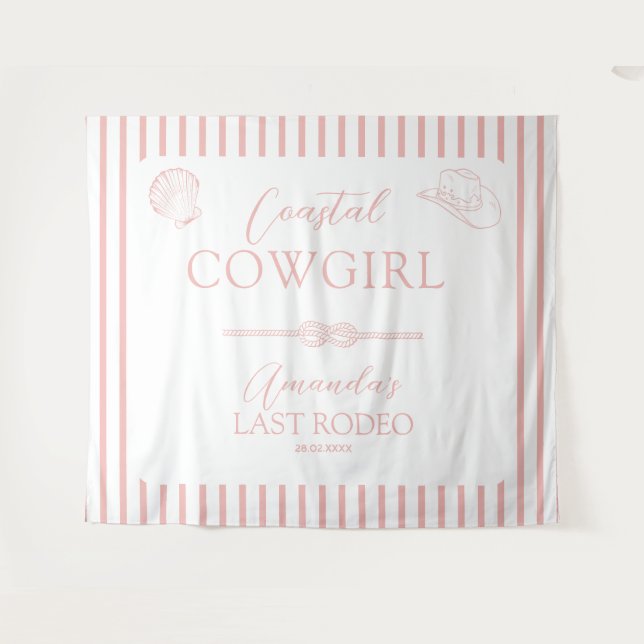 Cowgirl Hat Western Junggeselinnen-Abschied Wandteppich (Vorderseite (Horizontal))