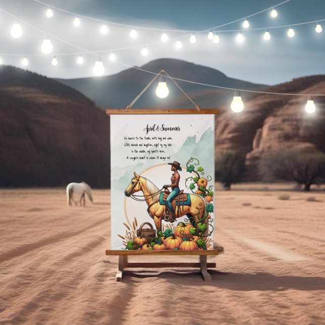 Cowgirl Herbst Wandteppich Mit Holzrahmen (Enjoy this fun Autumn design!
)