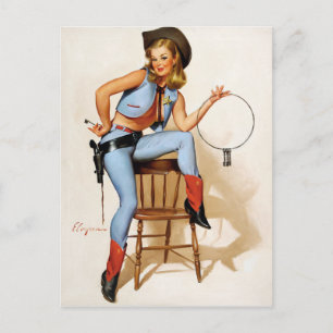 Cowgirl-Hilfssheriff Pin Up Postkarte