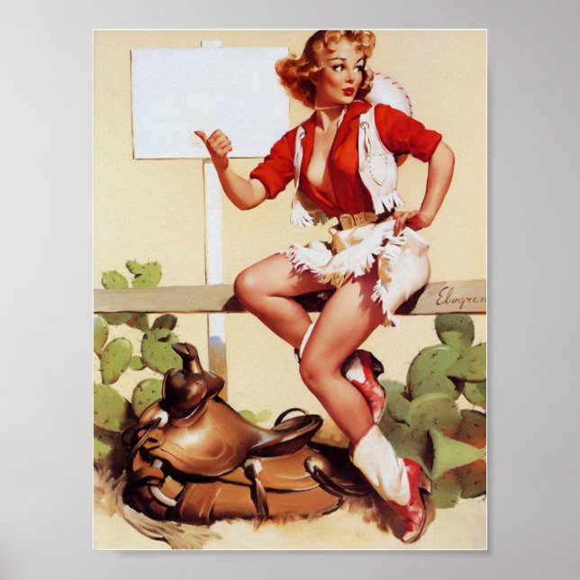 Cowgirl Hitch a Ride Button Up Poster (Vorne)