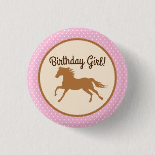 Cowgirl Horse Birthday Girl Button Button Abzeiche