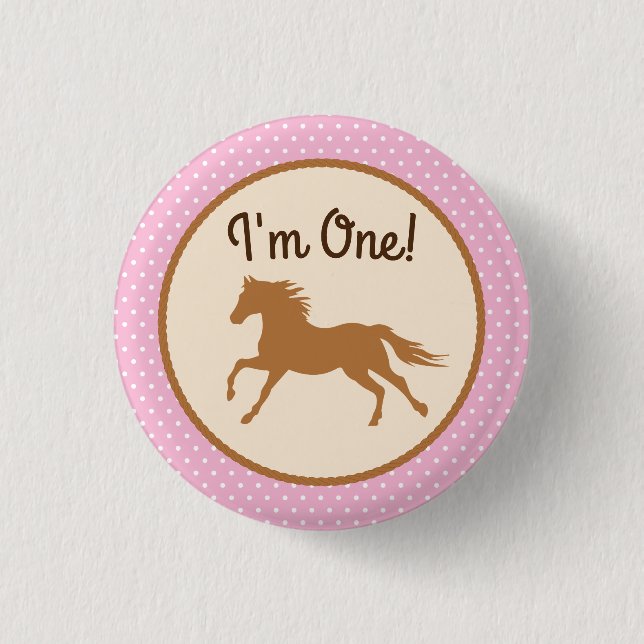 Cowgirl Horse Kid Girl's Birthday Party Thema Button (Vorderseite)
