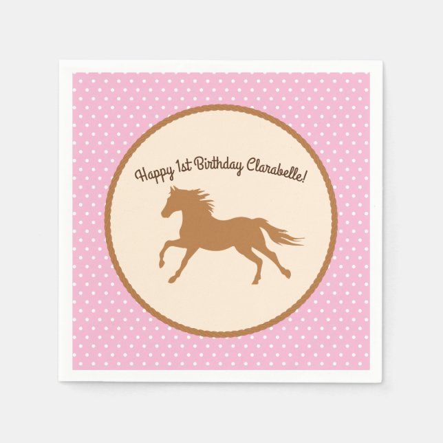 Cowgirl Horse Kid's Geburtstagsparty Serviette (Vorderseite)