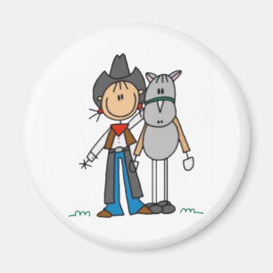 Cowgirl & Horse Strichmännchen Magnet