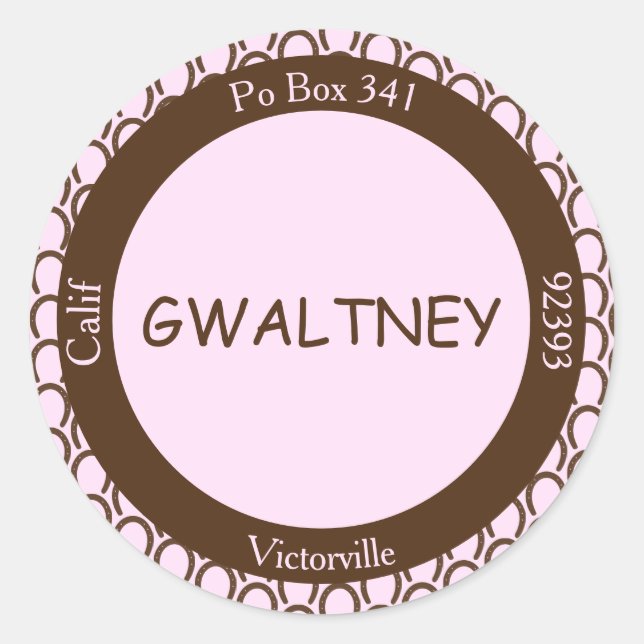 Cowgirl Horseshoe Pink | Brauner Umschlag Aufklebe Runder Aufkleber (Vorderseite)