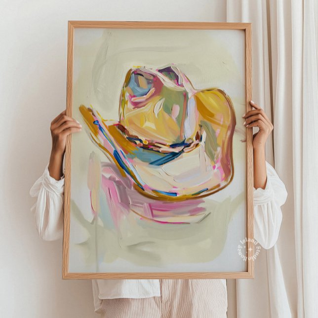 Cowgirl Hut Malerei Decke, Western Ranch Pastel Poster (Cowgirl Hat Art, Western Wall Decor, Ranch Style Artwork, Pastel Western Print, Rustic Chic Wall Art)