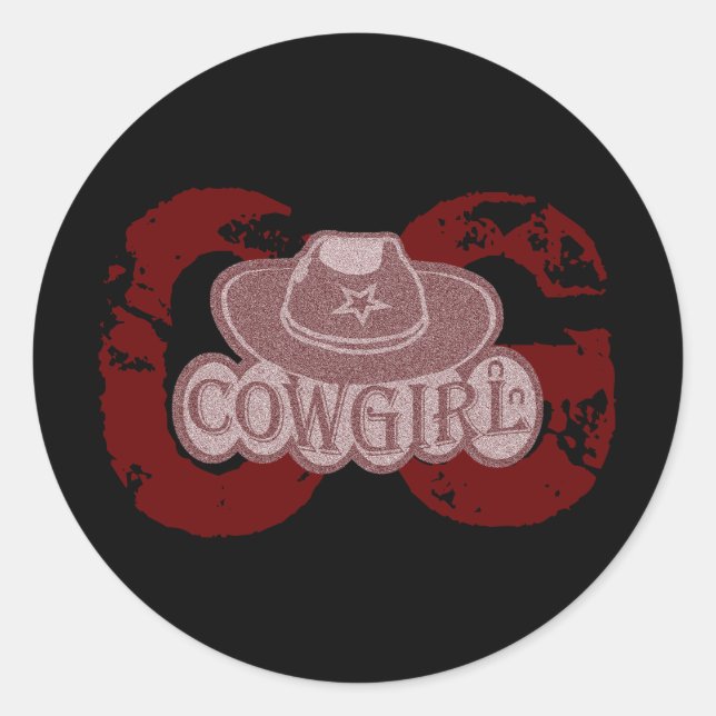 Cowgirl Hut! Runder Aufkleber (Vorderseite)