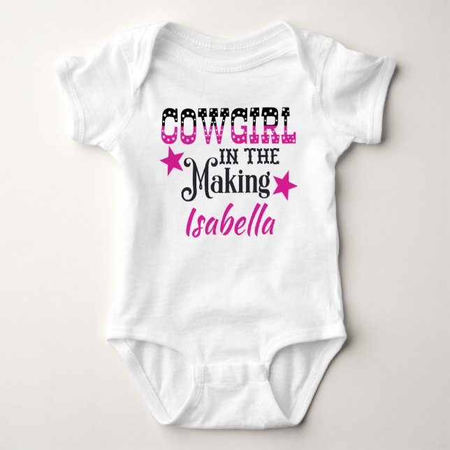 Cowgirl im Personalisierten machen Baby Strampler (Vorderseite)