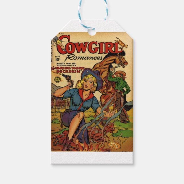 Cowgirl im Range Geschenkanhänger (Vorderseite)