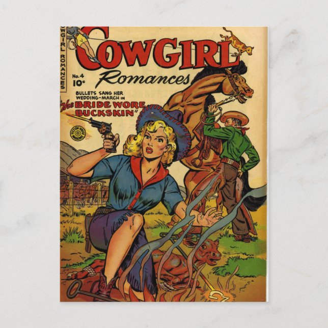 Cowgirl im Range Postkarte (Vorderseite)