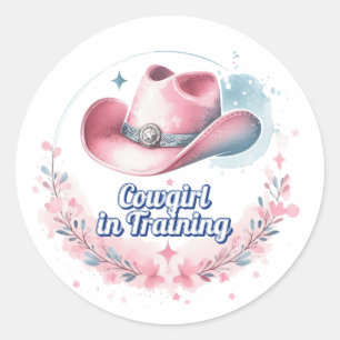 Cowgirl im Training Runder Aufkleber