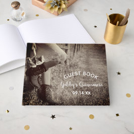 Cowgirl in Boots mit Sunflowers Quinceanera Gästebuch