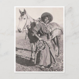 Cowgirl in der Reitgewohnheit der 1880er Postkarte