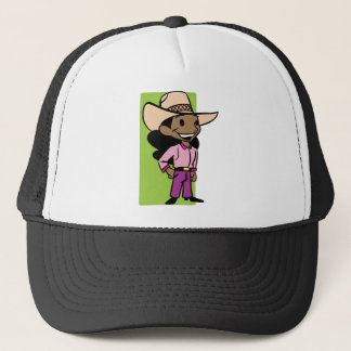 Cowgirl in Lila Truckerkappe
