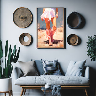 Cowgirl in Pink Boots Trendy Wall Art Leinwanddruck