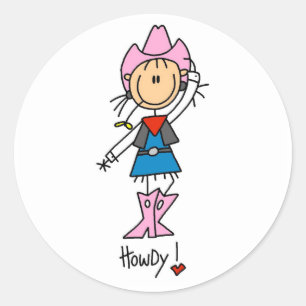 Cowgirl in rosa T-Shirts und Geschenken Runder Aufkleber