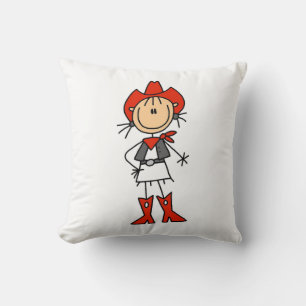 Cowgirl in roten T-Shirts und Geschenken Kissen