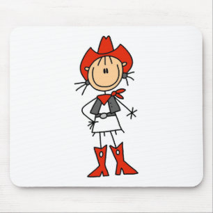 Cowgirl in roten T-Shirts und Geschenken Mousepad