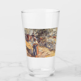 Cowgirl in the Meadow (Kind mit Landtieren) Glas