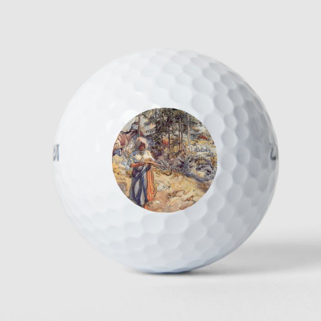 Cowgirl in the Meadow (Kind mit Landtieren) Golfball (Vorderseite)