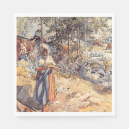 Cowgirl in the Meadow (Kind mit Landtieren) Serviette