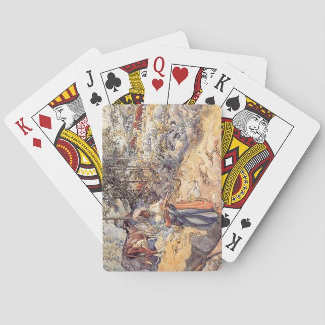 Cowgirl in the Meadow (Kind mit Landtieren) Spielkarten (Rückseite)