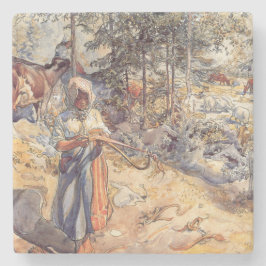 Cowgirl in the Meadow (Kind mit Landtieren) Steinuntersetzer