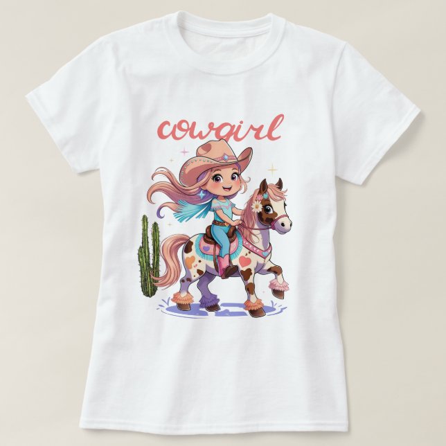 Cowgirl Joyride - Gepunktetes Pferd Western Advent T-Shirt (Design vorne)