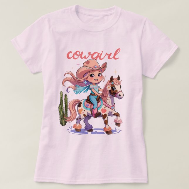 Cowgirl Joyride - Gepunktetes Pferd Western Advent T-Shirt (Design vorne)