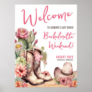 Cowgirl-Junggesellinnenabschied-Willkommensschild Poster