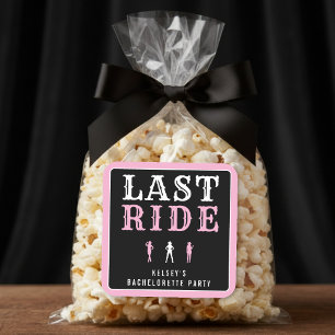 Cowgirl-Junggesellinnenparty Letzter Ritt Rosa Quadratischer Aufkleber