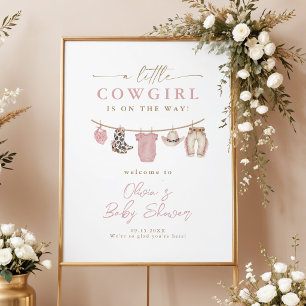 Cowgirl-Kinderkleiderleine-Baby-Shower-Willkommens Poster