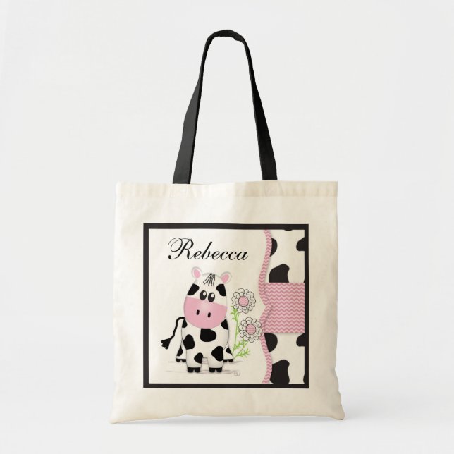 Cowgirl-Kuh-Tasche mit Zickzack Druck Tragetasche (Vorne)